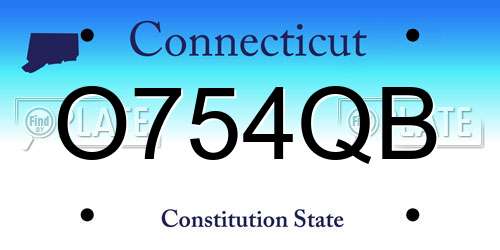O754QB Connecticut License Plate