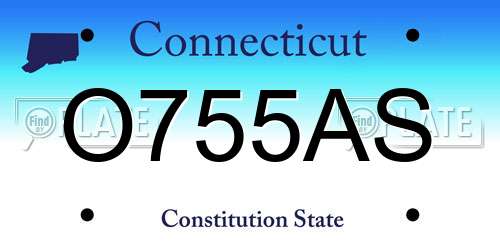 O755AS Connecticut License Plate