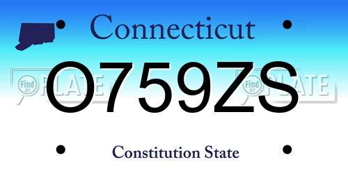 O759ZS Connecticut License Plate