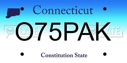 O75PAK Connecticut License Plate