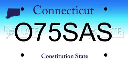 O75SAS Connecticut License Plate
