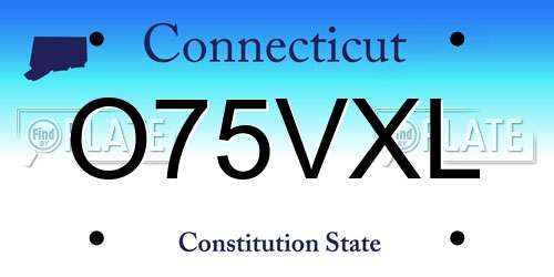 O75VXL Connecticut License Plate