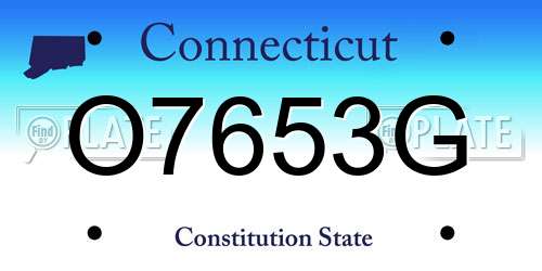 O7653G Connecticut License Plate
