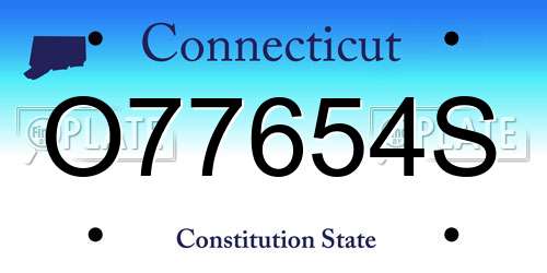 O77654S Connecticut License Plate