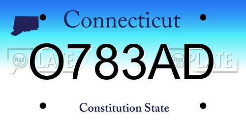 O783AD Connecticut License Plate