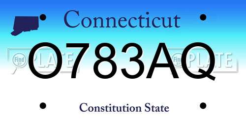 O783AQ Connecticut License Plate