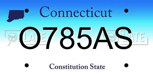 O785AS Connecticut License Plate
