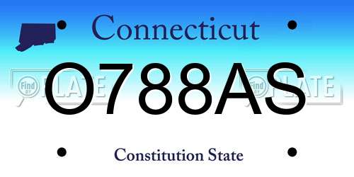 O788AS Connecticut License Plate