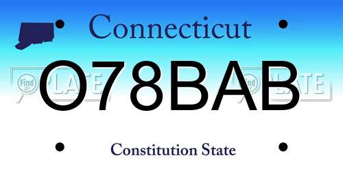 O78BAB Connecticut License Plate