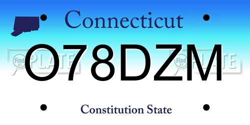 O78DZM Connecticut License Plate