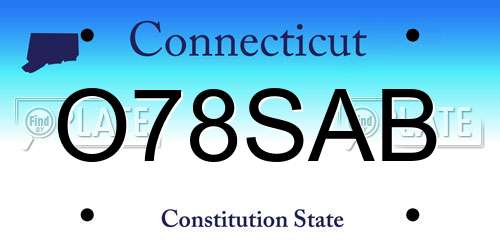 O78SAB Connecticut License Plate