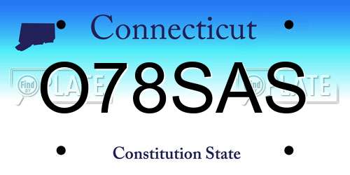 O78SAS Connecticut License Plate