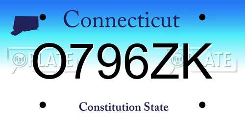 O796ZK Connecticut License Plate