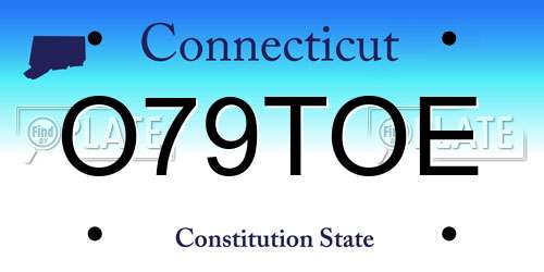 O79TOE Connecticut License Plate