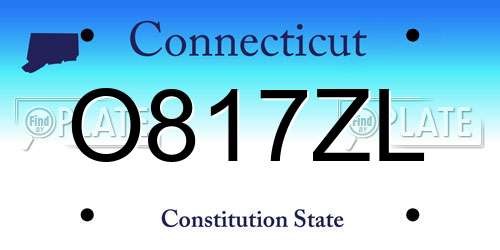 O817ZL Connecticut License Plate