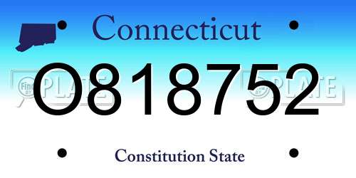 O818752 Connecticut License Plate