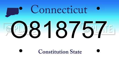 O818757 Connecticut License Plate