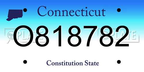 O818782 Connecticut License Plate