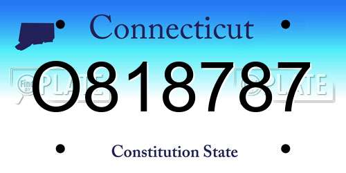 O818787 Connecticut License Plate
