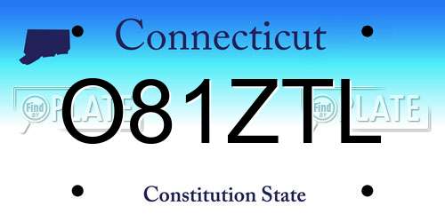 O81ZTL Connecticut License Plate