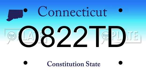O822TD Connecticut License Plate