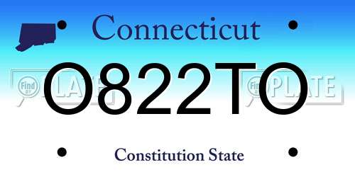 O822TO Connecticut License Plate