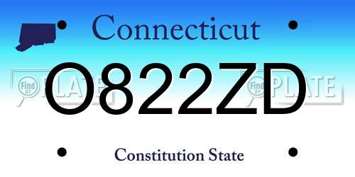O822ZD Connecticut License Plate