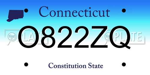 O822ZQ Connecticut License Plate