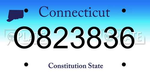 O823836 Connecticut License Plate