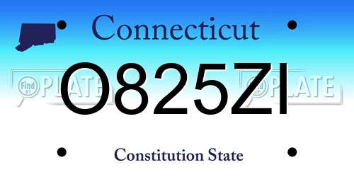 O825ZI Connecticut License Plate