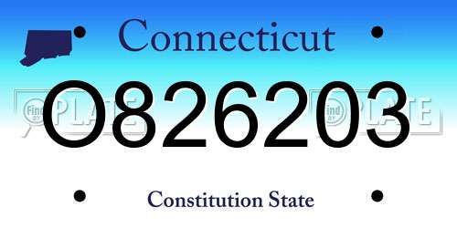 O826203 Connecticut License Plate