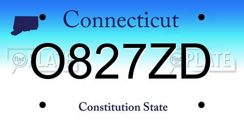 O827ZD Connecticut License Plate