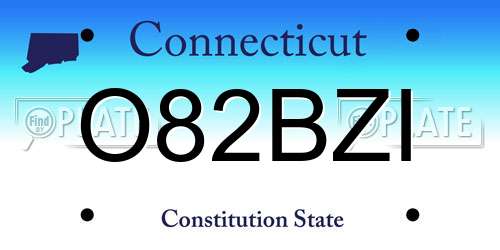 O82BZI Connecticut License Plate