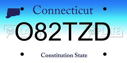 O82TZD Connecticut License Plate
