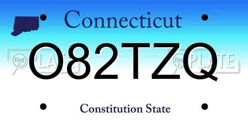 O82TZQ Connecticut License Plate