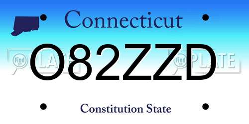 O82ZZD Connecticut License Plate