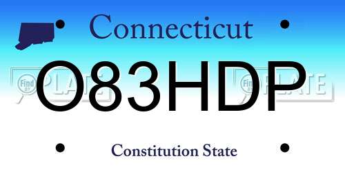 O83HDP Connecticut License Plate