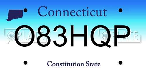 O83HQP Connecticut License Plate