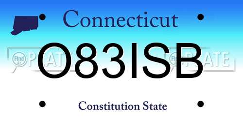 O83ISB Connecticut License Plate