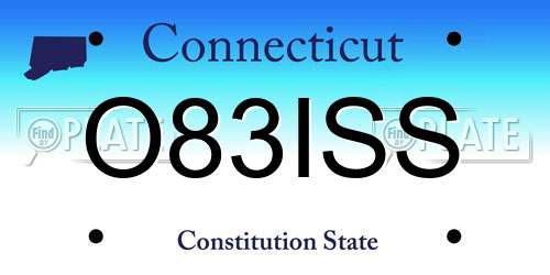 O83ISS Connecticut License Plate