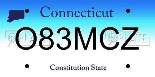 O83MCZ Connecticut License Plate