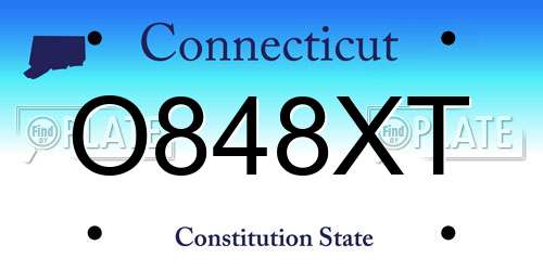 O848XT Connecticut License Plate