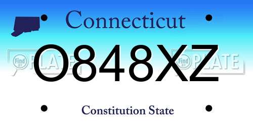 O848XZ Connecticut License Plate