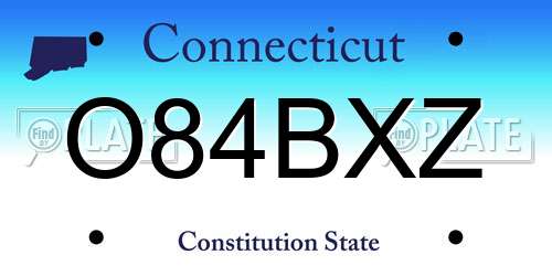 O84BXZ Connecticut License Plate