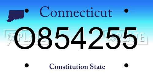 O854255 Connecticut License Plate