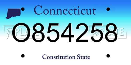 O854258 Connecticut License Plate