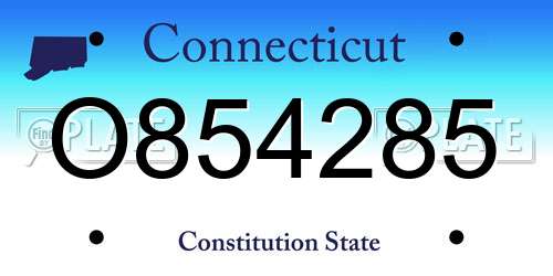O854285 Connecticut License Plate