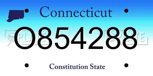 O854288 Connecticut License Plate