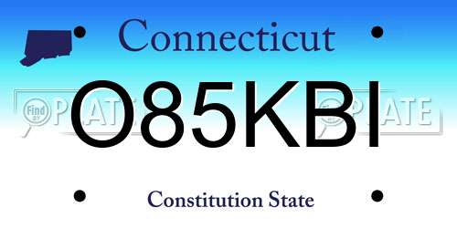 O85KBI Connecticut License Plate
