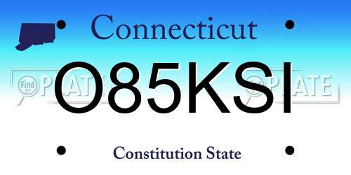 O85KSI Connecticut License Plate
